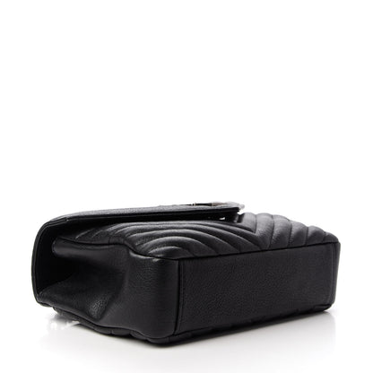 Saint Laurent Sheepskin Matelasse Chevron Monogram Medium College Bag Black 4 of 9