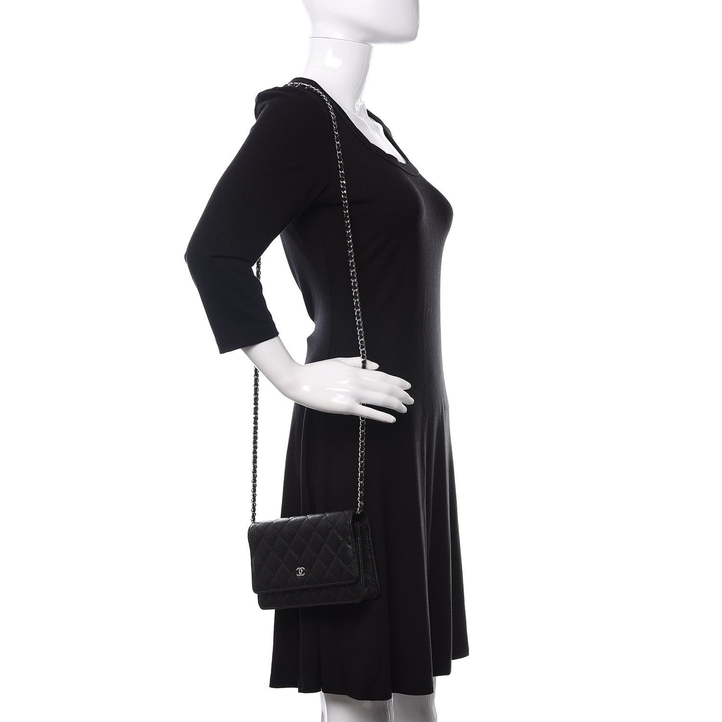 Caviar Quilted Wallet On Chain WOC Black
