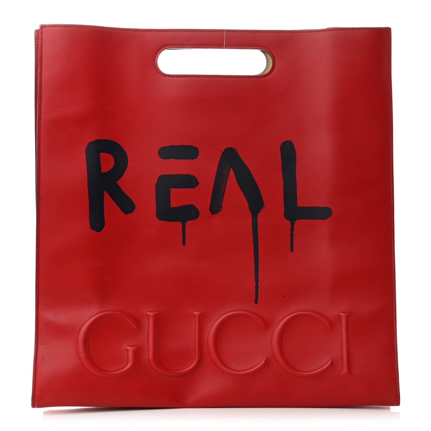 Calfskin GucciGhost Real Large XL Tote Hibiscus Red