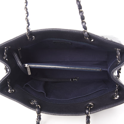 Chanel Metallic Grained Calfskin Woven Chain Medium Shopping Tote Dark Navy 5 of 10