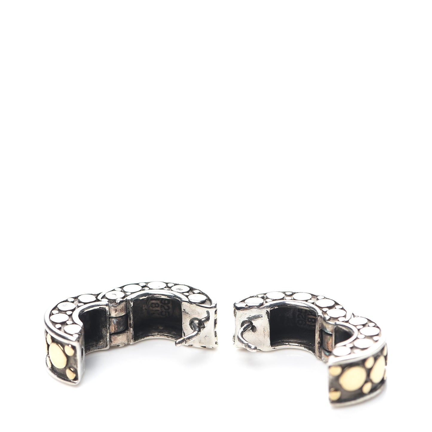 Sterling Silver 18K Yellow Gold Dot Huggie Hoop Earrings