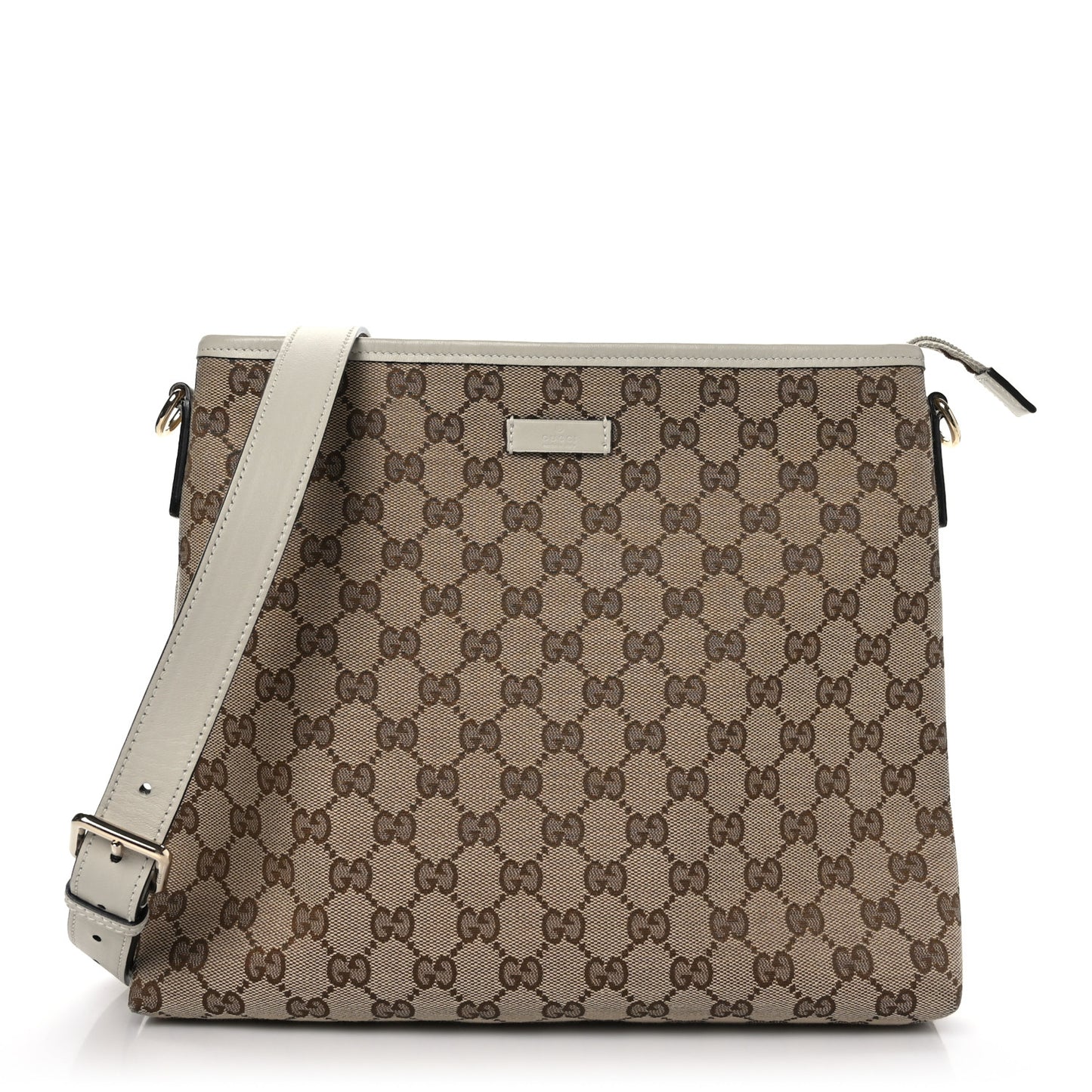 Monogram Medium Flat Messenger Bag Off White