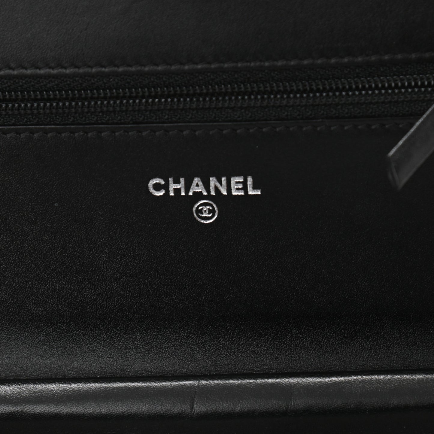 Calfskin Quilted Cambon Wallet On Chain WOC Black