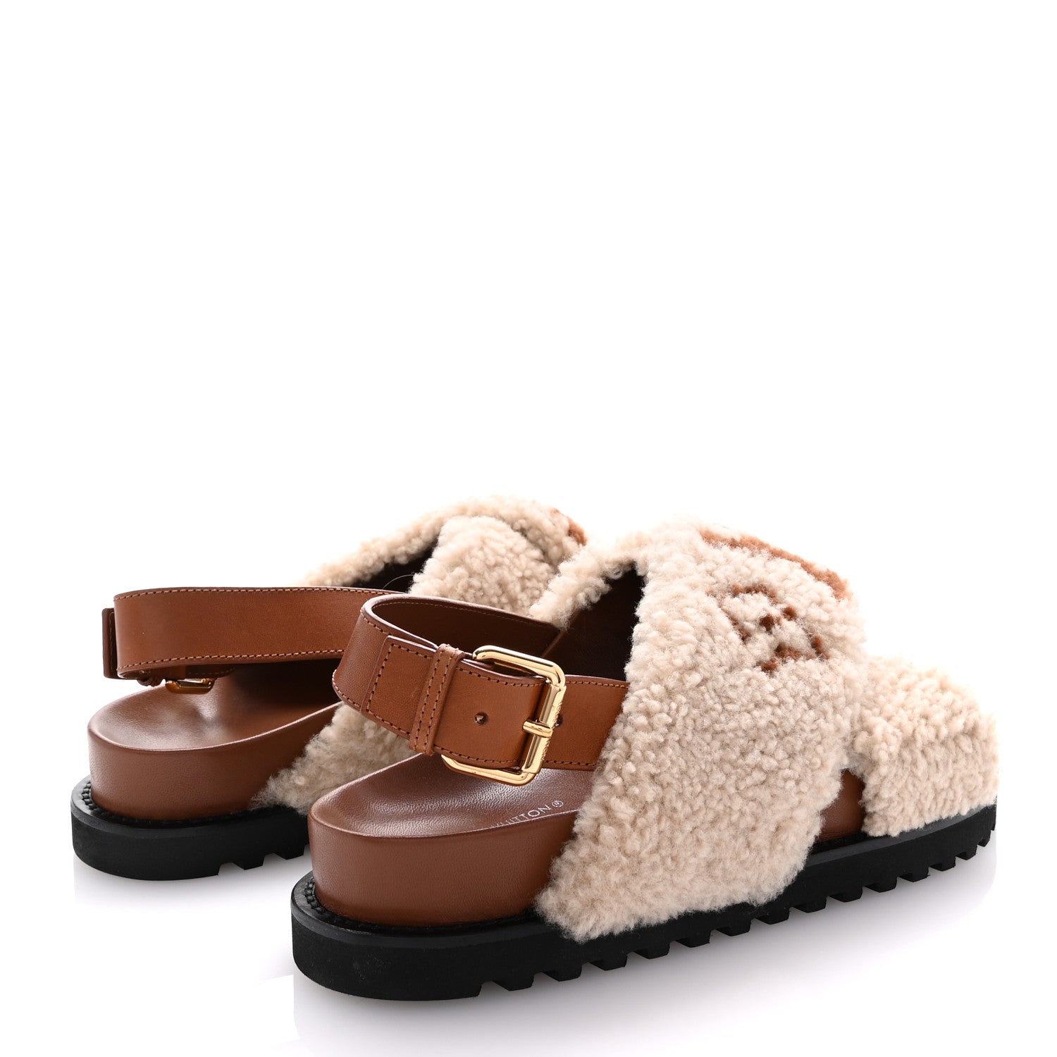 Louis Vuitton Shearling Paseo Flat Comfort Sandal 40 Nude 5 of 10