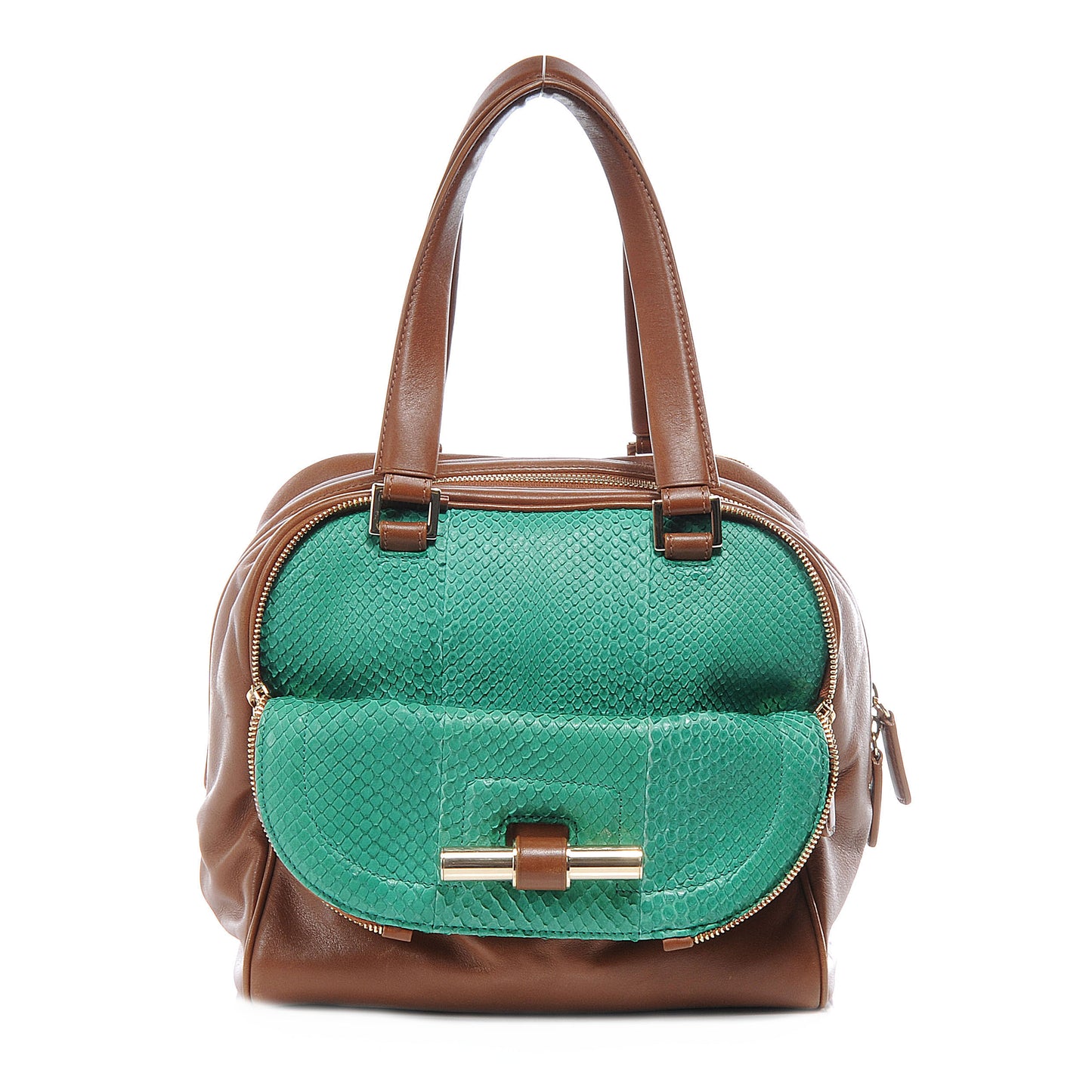 Leather Anaconda Small Justine Bag Light Khaki Green