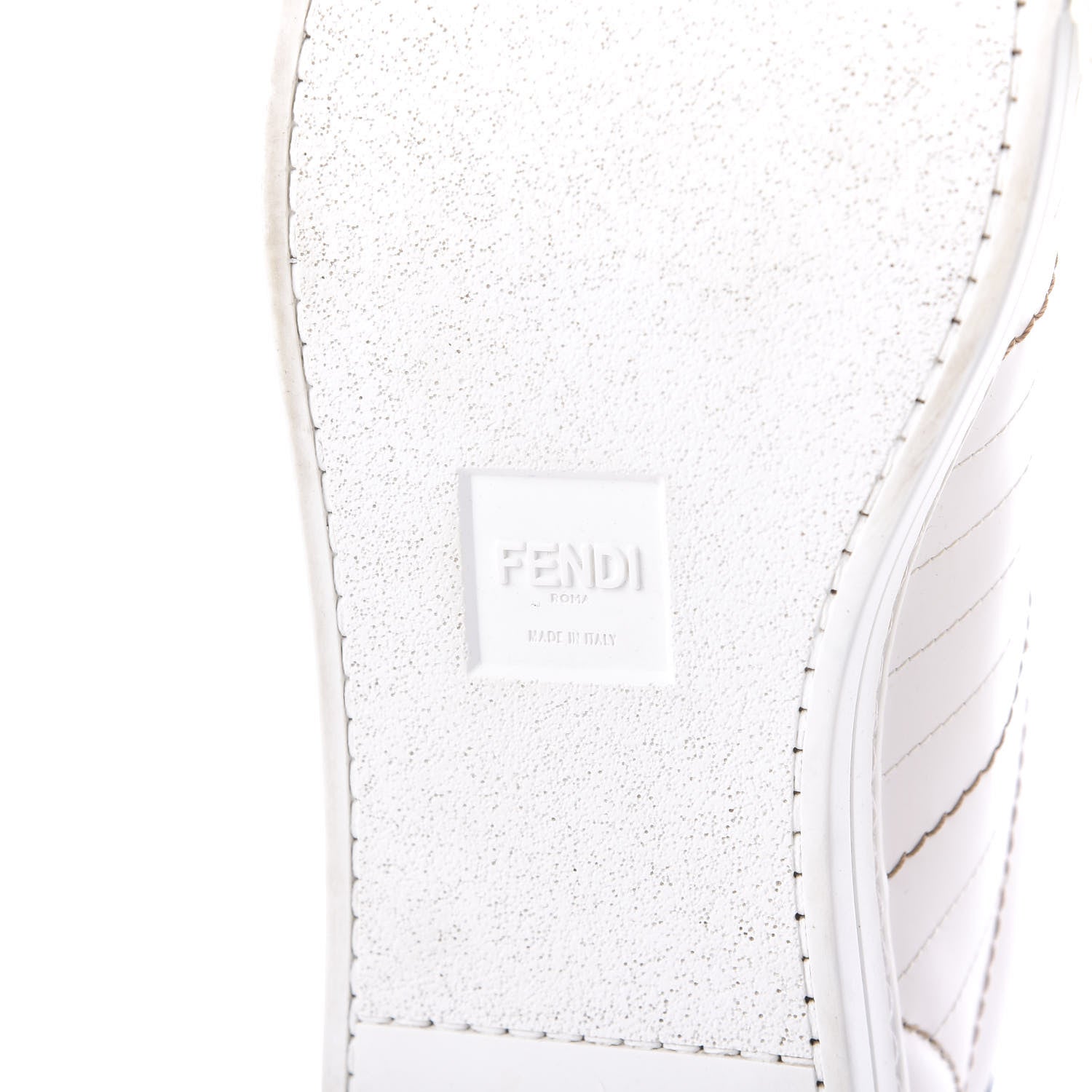 Fendi Calfskin Fabric Jacquard FF Mens Low Top Sneakers 7.5 White Black 8 of 10