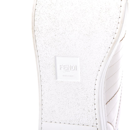 Fendi Calfskin Fabric Jacquard FF Mens Low Top Sneakers 7.5 White Black 8 of 10
