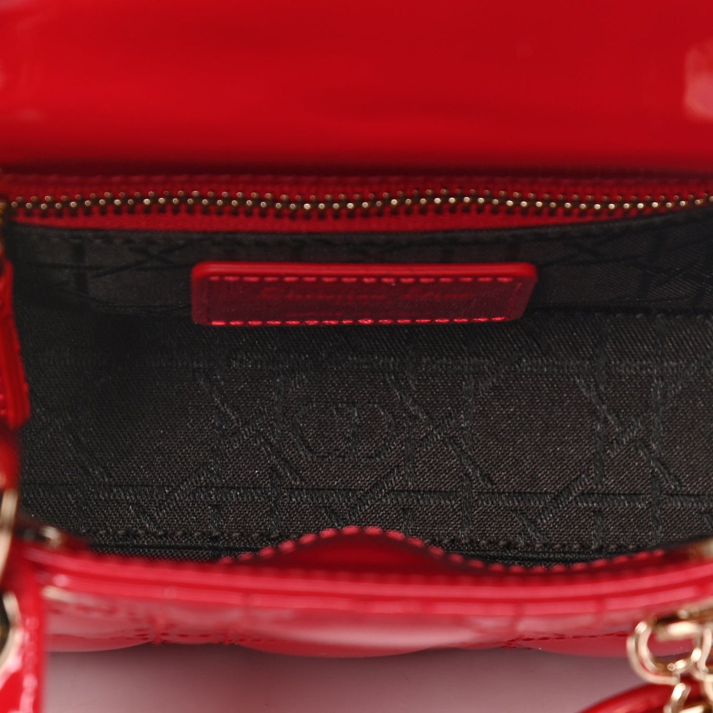 Patent Cannage Mini Lady Dior Red