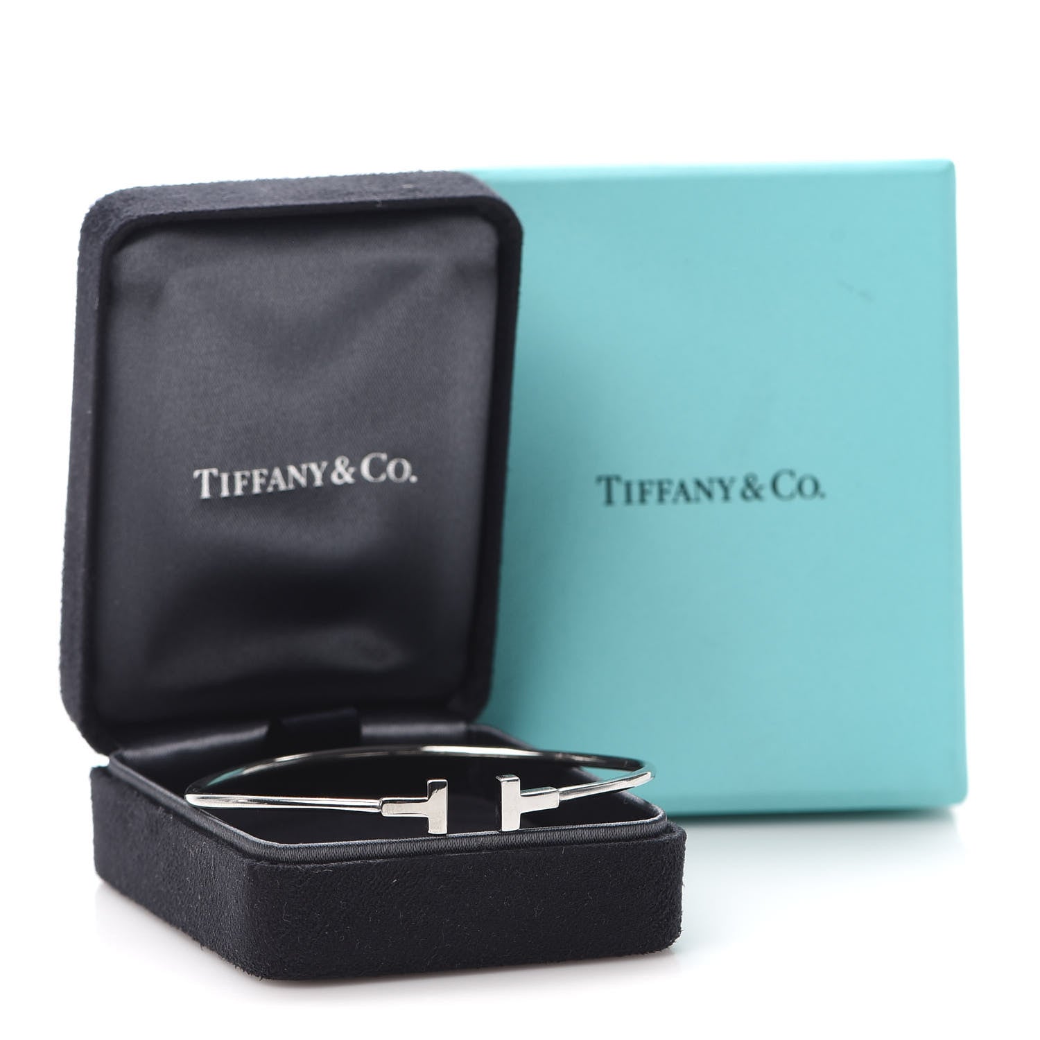 Tiffany 18K White Gold Narrow T Wire Bracelet 5 of 5