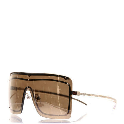 Chanel Rimless Shield Chain Sunglasses 71261 Brown Gold 1 of 11