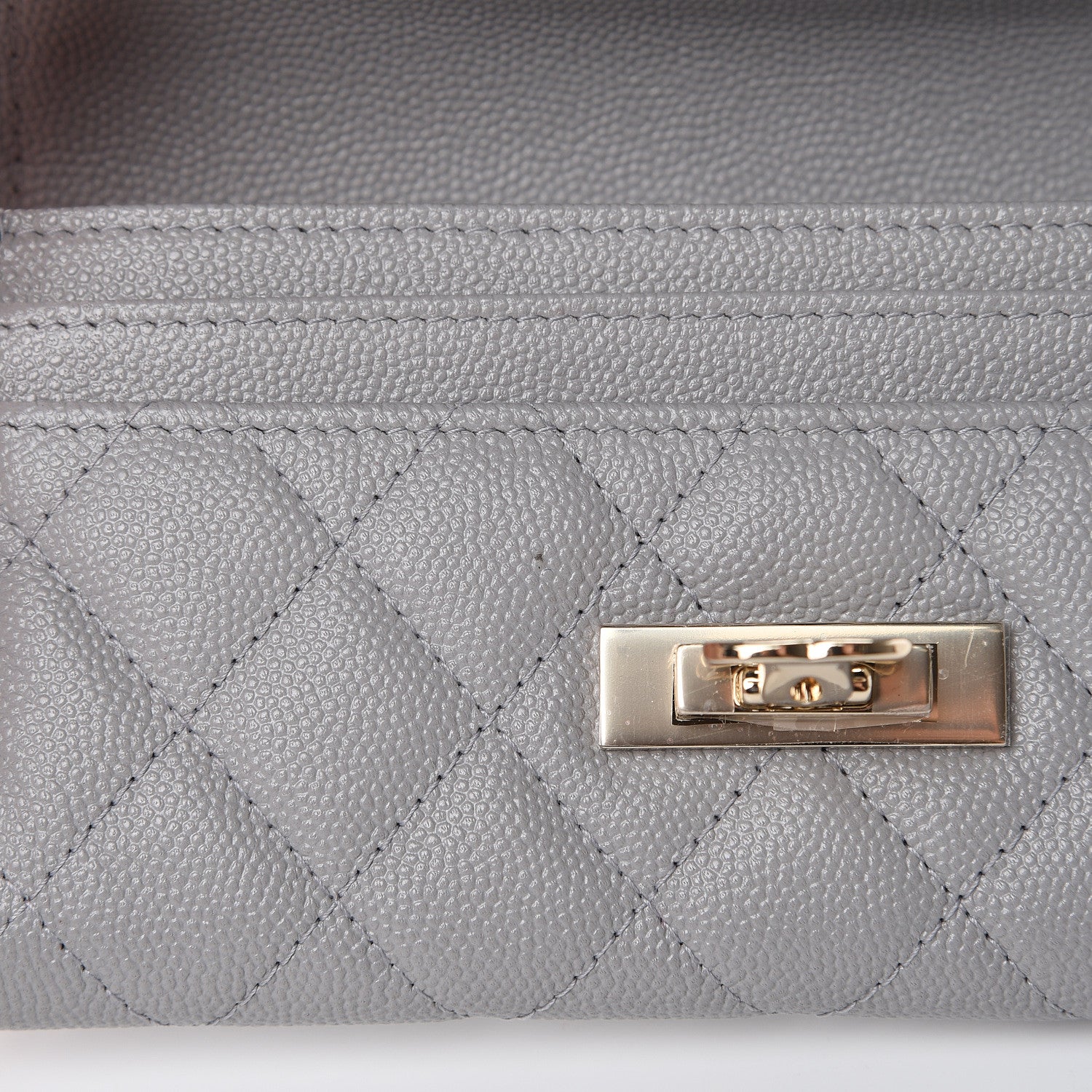 Chanel Caviar Quilted Large Golden Class Gusset Flap Wallet Grey 8 of 9