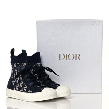 Christian Dior Technical Knit Calfskin Oblique Womens Walk'n Dior High Top Sneakers 37.5 Deep Blue 8 of 8