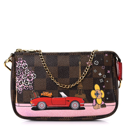 Louis Vuitton Damier Ebene 2019 Christmas Animation Mini Pochette Accessories Red 1 of 11