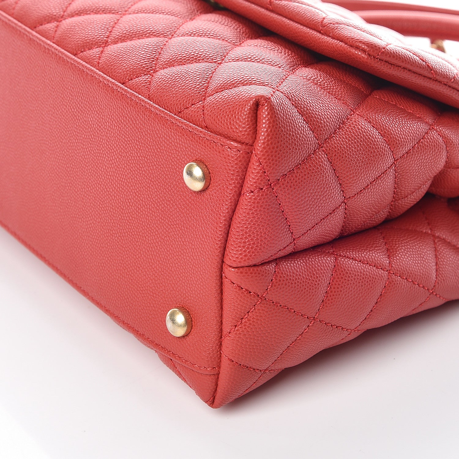 Chanel Caviar Quilted Small Coco Handle Flap Red 6 of 9