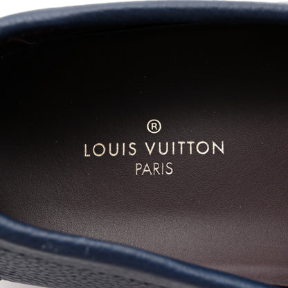 Louis Vuitton Grained Calfskin Mens Monte Carlo Car Shoe Moccasin Loafers 11 Blue 9 of 10