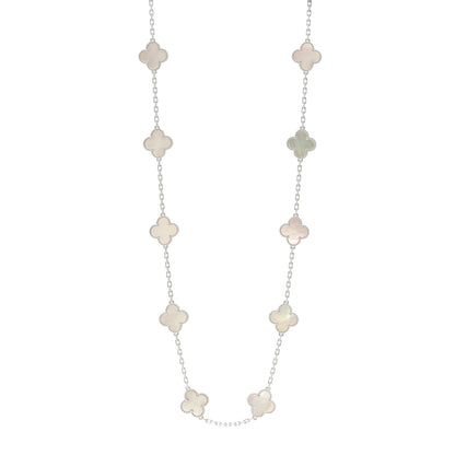 Van Cleef & Arpels 18K White Gold Mother of Pearl 20 Motifs Vintage Alhambra Necklace 1 of 6