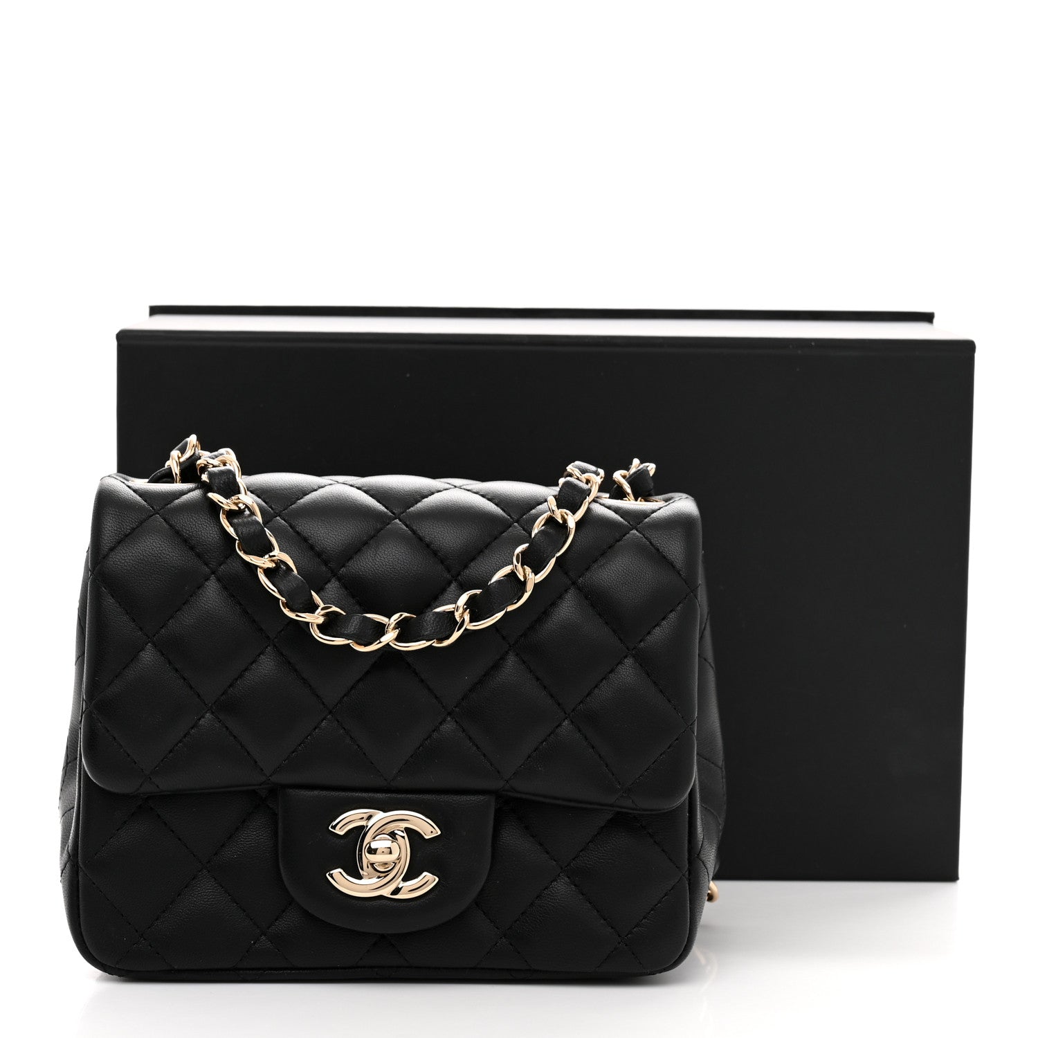 Chanel Lambskin Quilted Mini Square Flap Black 1924127 – FASHIONPHILE
