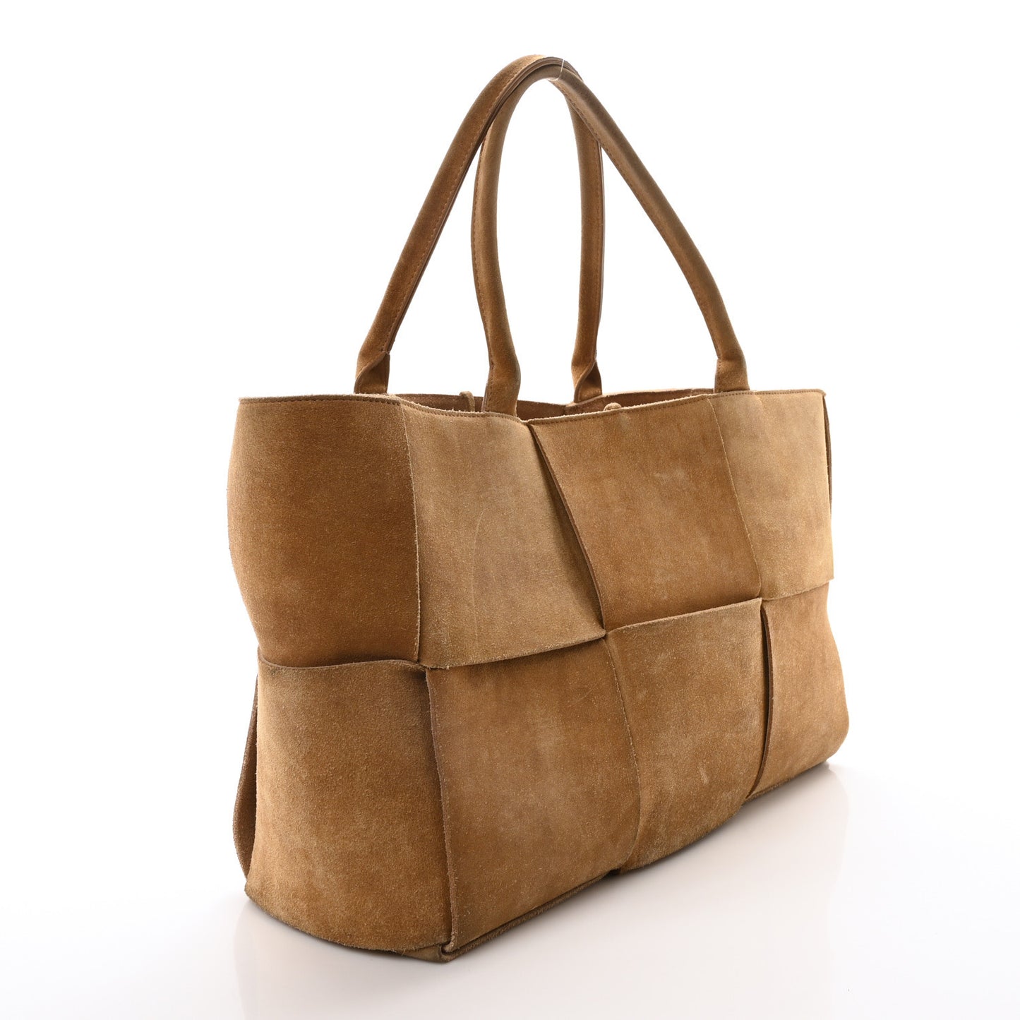 Suede Maxi Intrecciato Small Arco Tote Brown