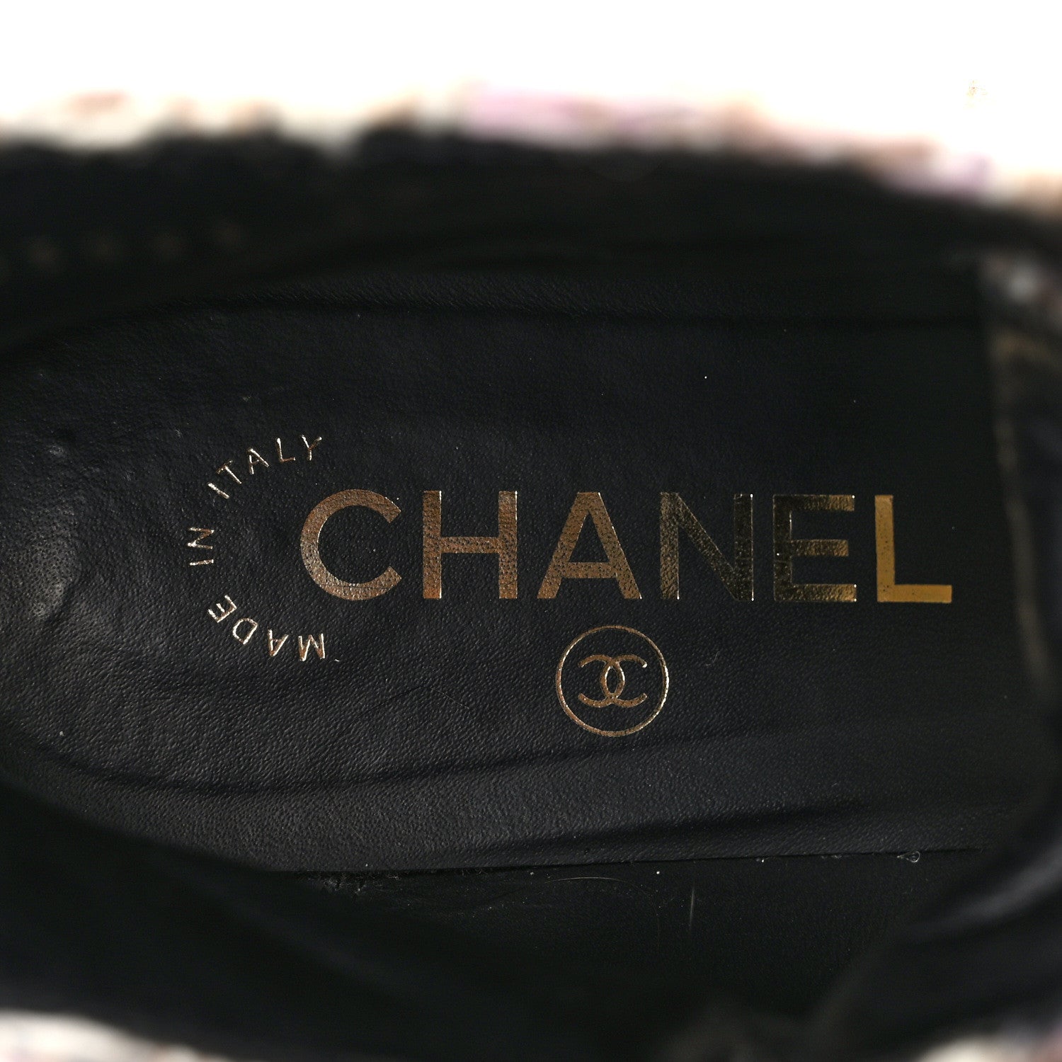 Chanel Tweed Calfskin Pearl Combat Short Boots 38 Beige Pink Black 7 of 8