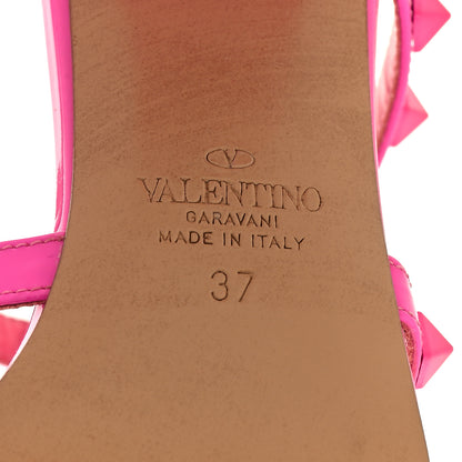 Valentino Garavani Patent Lacquered Monochrome Rockstud 60mm Caged Slide Sandals 37 Pink PP 8 of 9