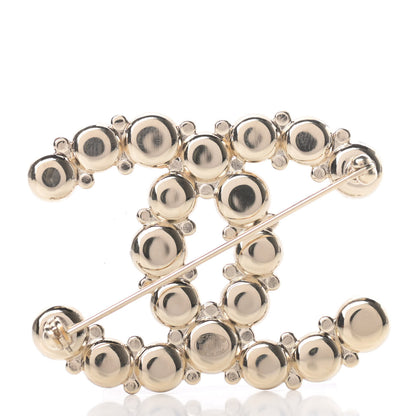 Chanel Crystal Pearl Metal Resin Polka Dot CC Brooch Black Gold 3 of 5