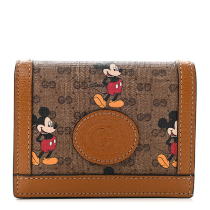 Gucci X DISNEY Mini Vintage GG Supreme Monogram Mickey Mouse Card Holder Wallet Beige Vintage Sun Oil 1 of 8
