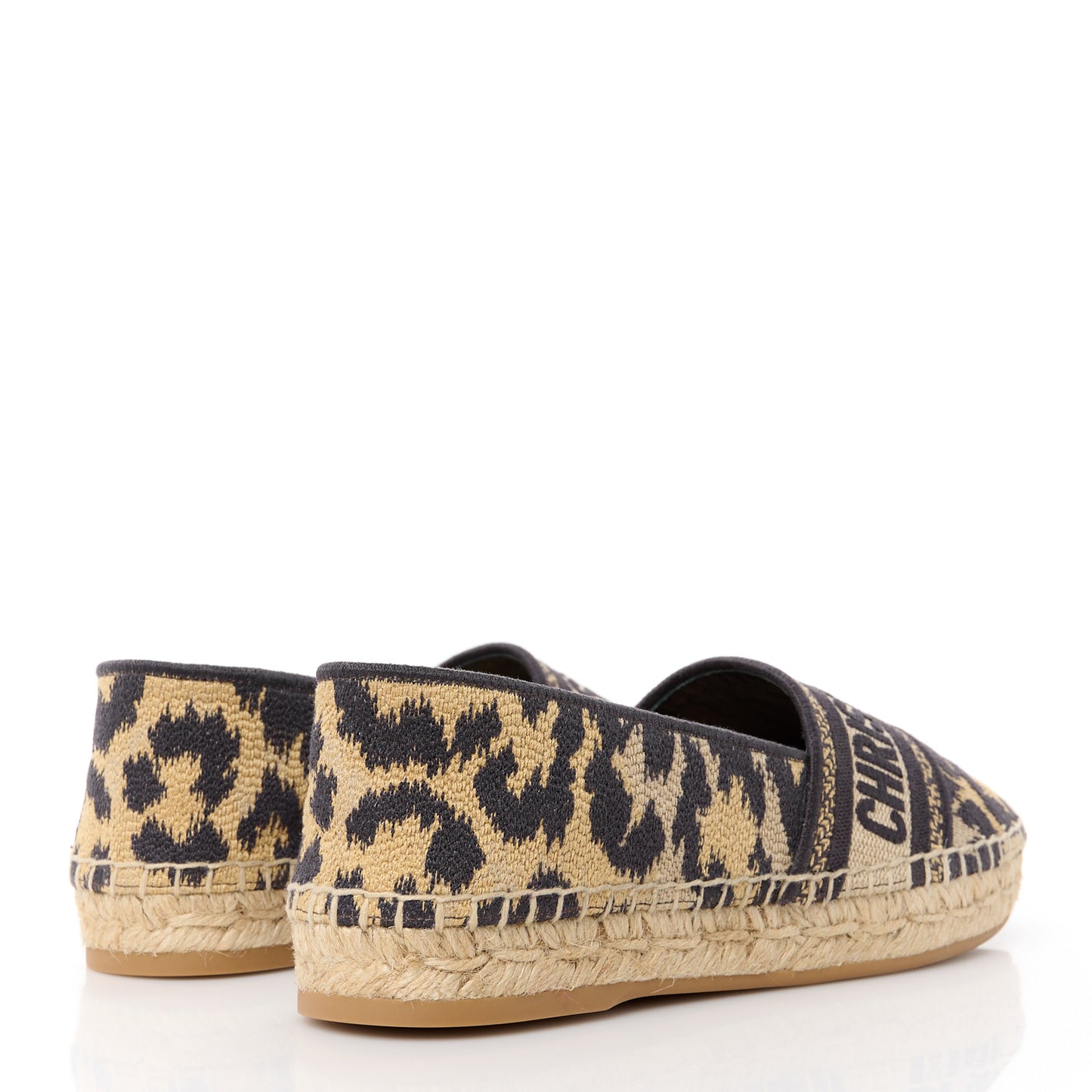 Cotton Embroidered Leopard Print Granville Espadrille 35 Natural