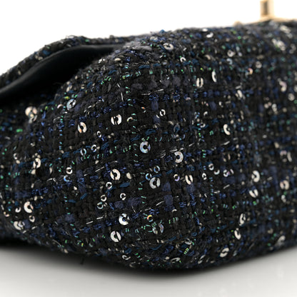 Chanel Tweed Medium Pearl Handle Flap Black Ecru 9 of 11