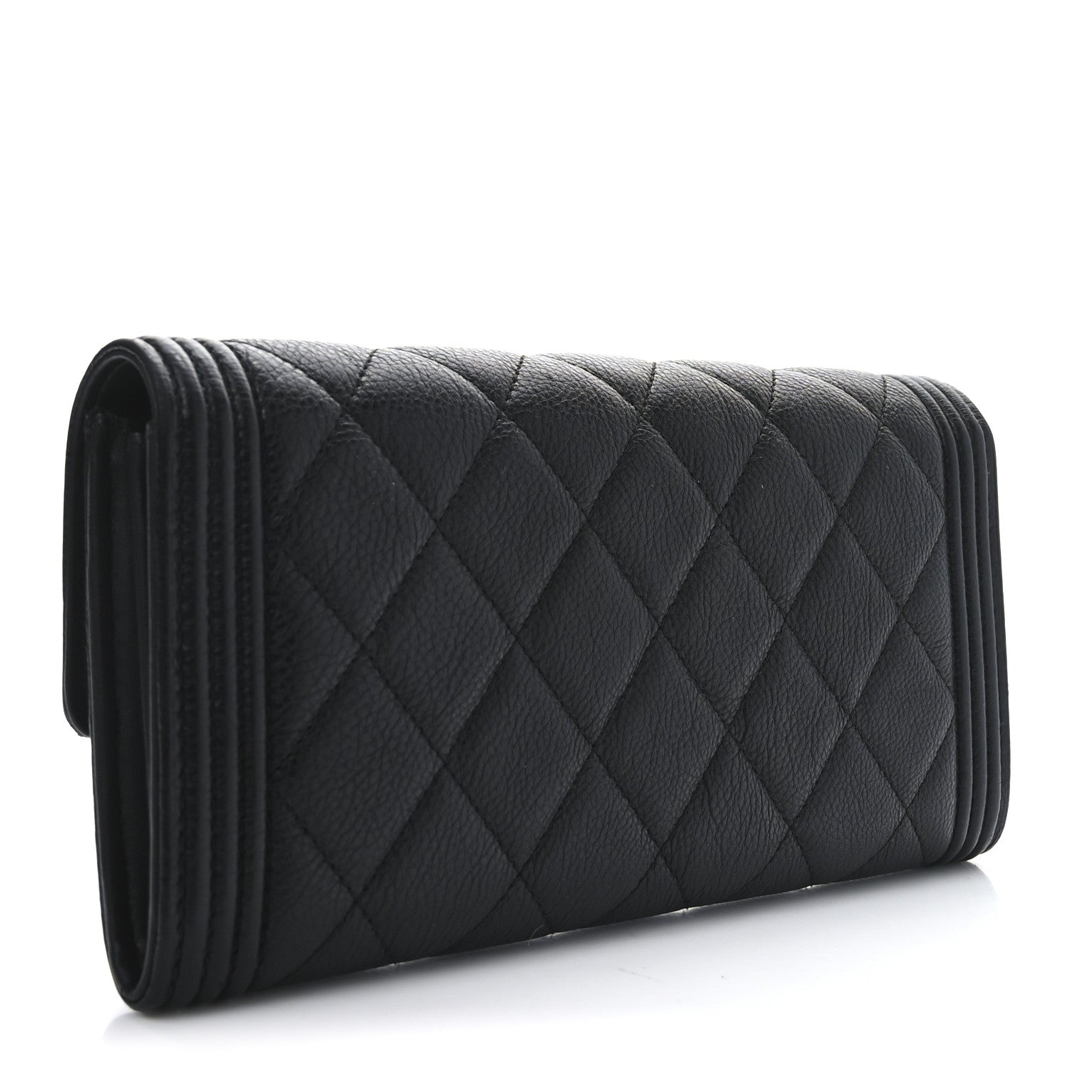 Chanel Caviar Quilted Large Boy Gusset Flap Wallet Black 3 of 10