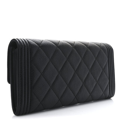Chanel Caviar Quilted Large Boy Gusset Flap Wallet Black 3 of 10