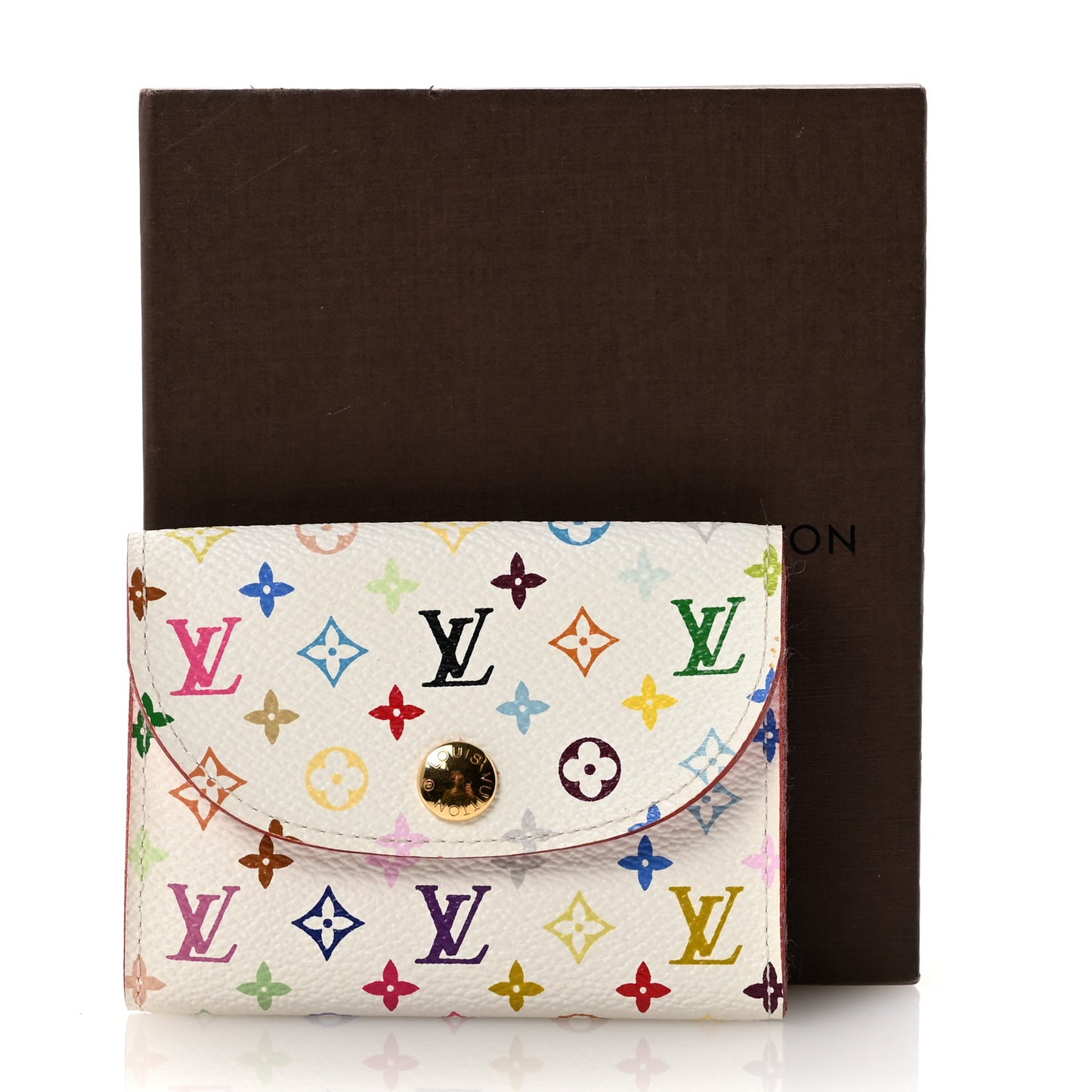 Monogram Multicolor Business Card Holder White Litchi