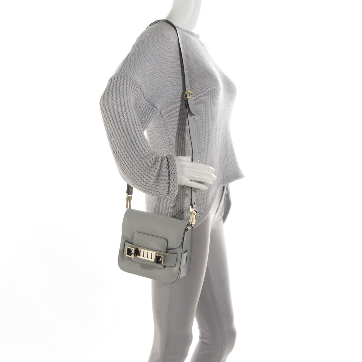 Saffiano PS11 Tiny Shoulder Bag Icy Pearl