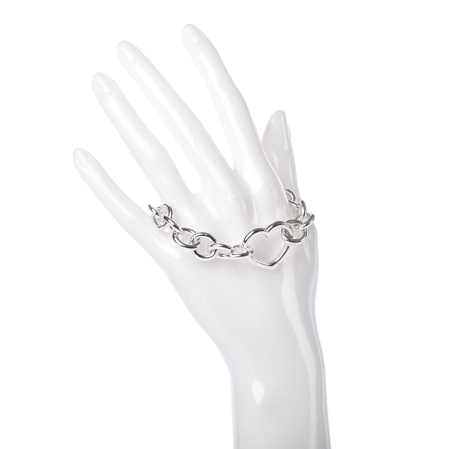 Sterling Silver Open Heart Clasp Bracelet