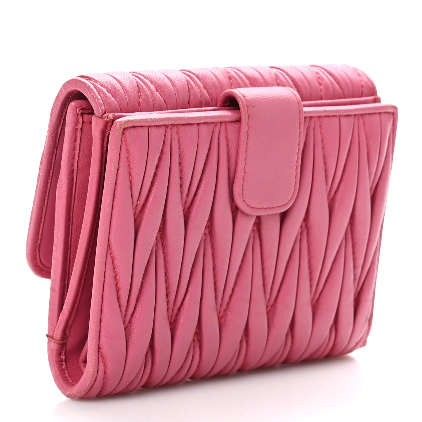 Nappa Matelasse Flap Tri-Fold Wallet Geranio