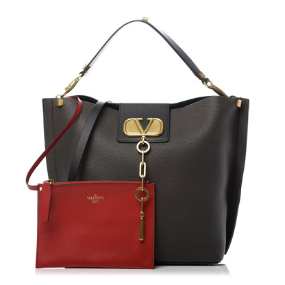 Valentino Garavani Grainy Calfskin Escape Hobo Bag Graphite 1 of 8