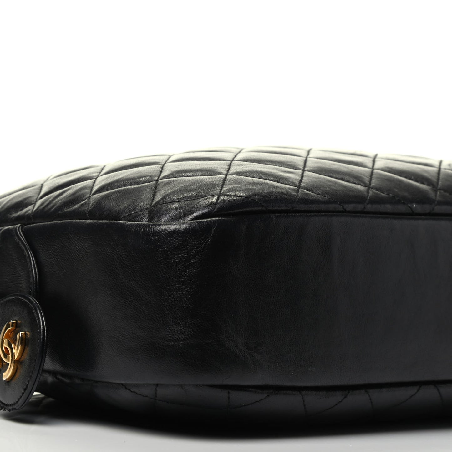 Lambskin Quilted Medium Camera Case Black