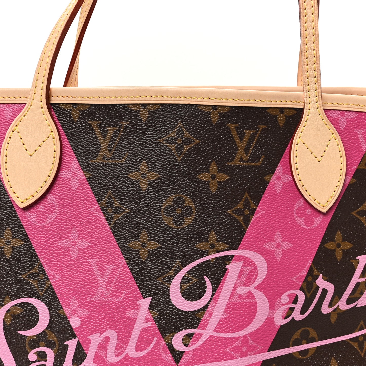 Monogram Saint Barth V Neverfull MM Hot Pink