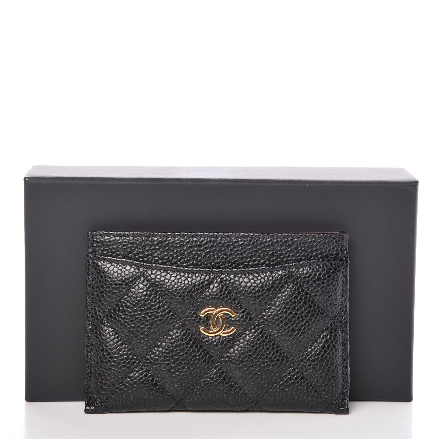 Caviar Quilted Card Holder Black