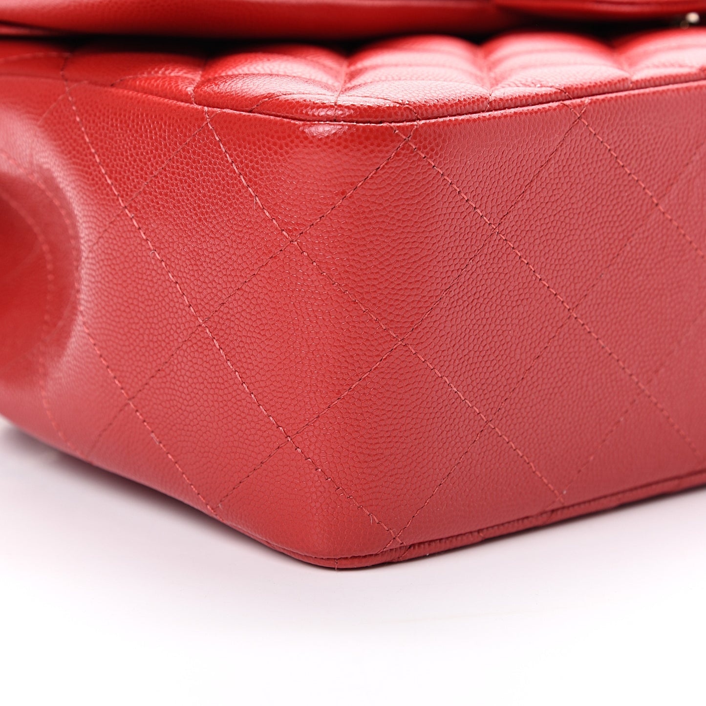 Caviar Quilted Jumbo Double Flap Red