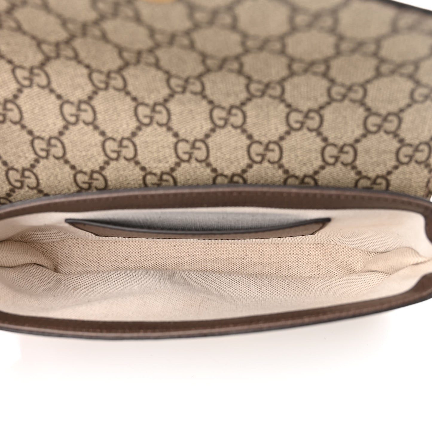 GG Supreme Monogram Textured Dollar Calfskin Web Mini Ophidia Envelope Shoulder Bag Beige Ebony
