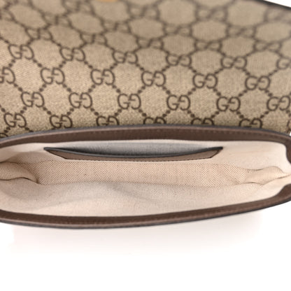 Gucci GG Supreme Monogram Textured Dollar Calfskin Web Mini Ophidia Envelope Shoulder Bag Beige Ebony 5 of 11