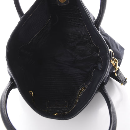 Prada Tessuto Nylon Vitello Daino Tote Blue 4 of 9