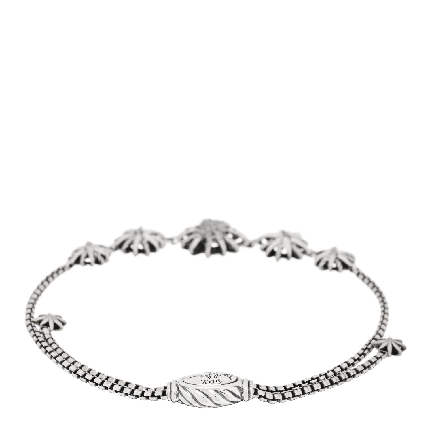David Yurman Sterling Silver Diamond Starburst Five Station Bracelet 2 of 3