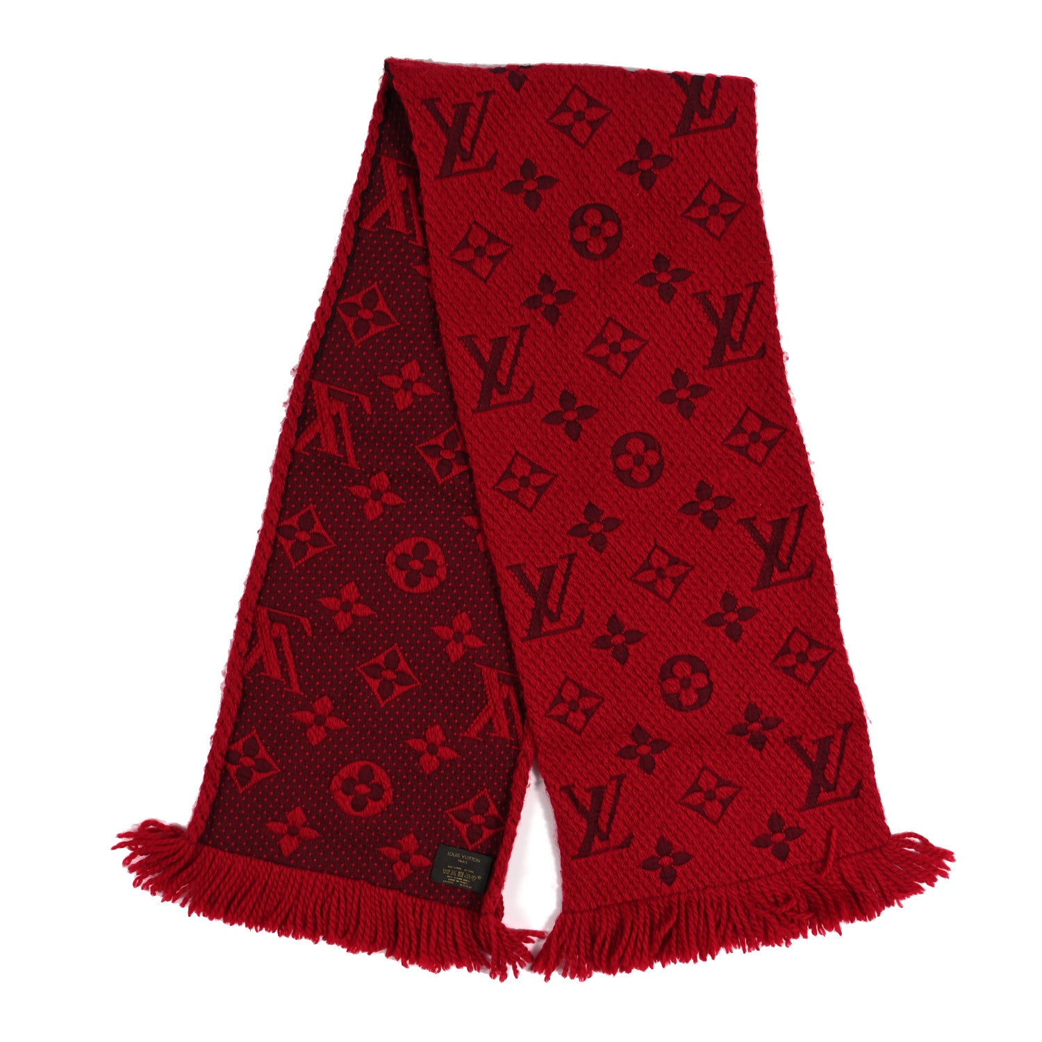 Louis Vuitton Wool Silk Logomania Scarf Rubis 2 of 3
