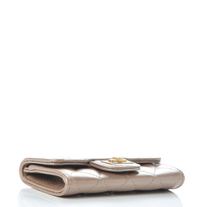 Chanel Metallic Calfskin Quilted Reissue Card Holder Wallet Gold 4 of 9