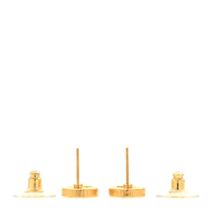 Chanel Resin CC Round Earrings Gold Black 3 of 4
