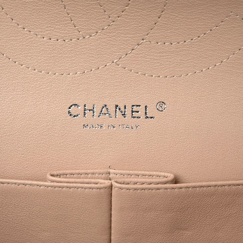 Caviar Quilted Jumbo Double Flap Beige Clair