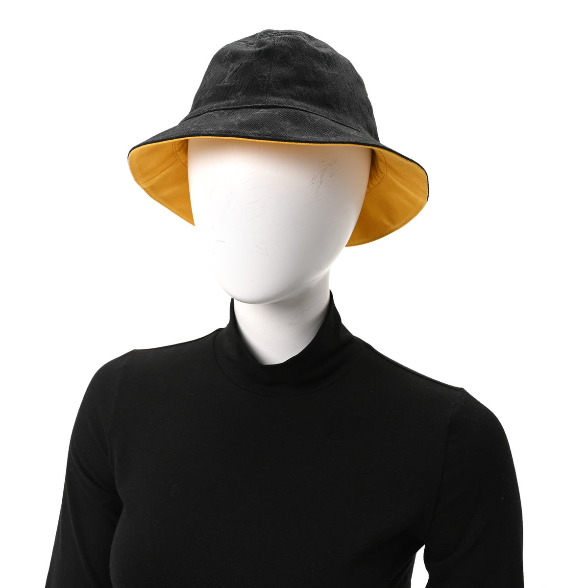 Louis Vuitton Denim Monogram Reversible LV Bucket Hat 60 Black Yellow 2 of 10