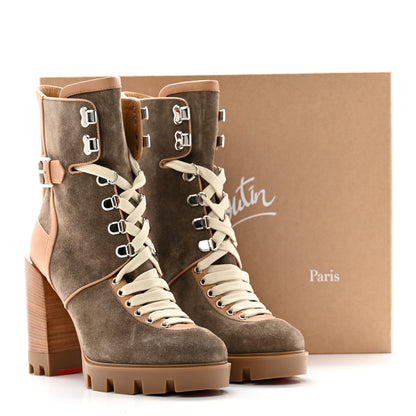 Christian Louboutin Suede Calfskin Macademia 100 Biker Platform Boots 40 Silex 14 of 14