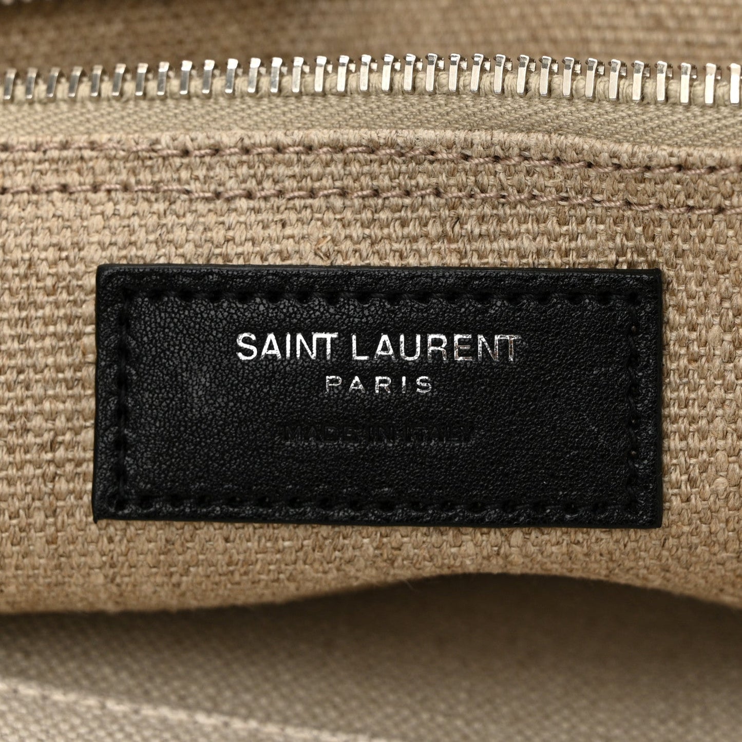 Linen Calfskin Small Rive Gauche Tote Greggio Natural